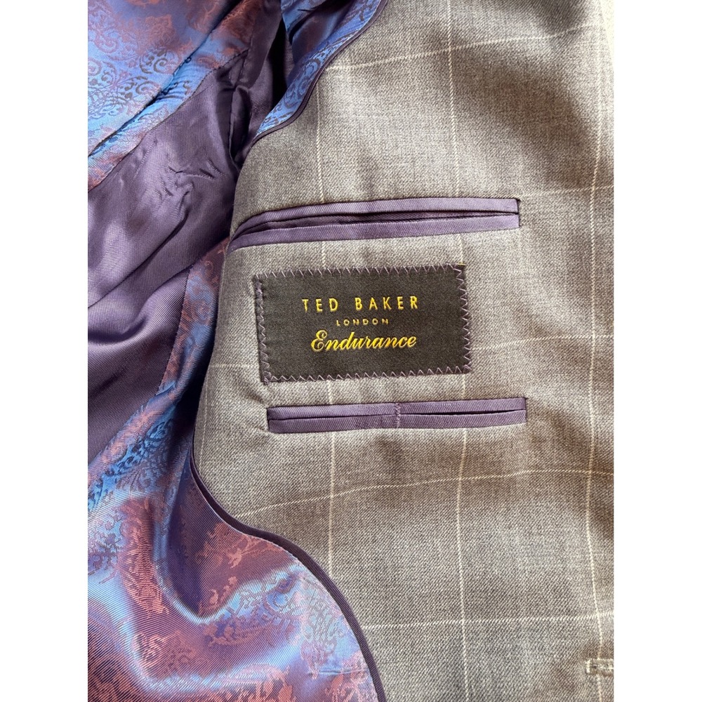 Ted Baker Endurance 40R Gray Windowpane Wool Sport Coat Blazer‎ JAYCI - Picture 7 of 12